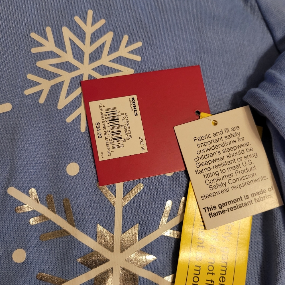 Girl's SO Pajama 2pc Set Snowflakes sz 16 - Picture 15 of 16